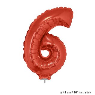 Folie cijferballon 6 Rood
