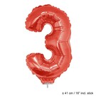 Folie cijferballon 3 Rood