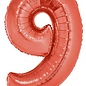 Grote folie cijferballon 9 Rood