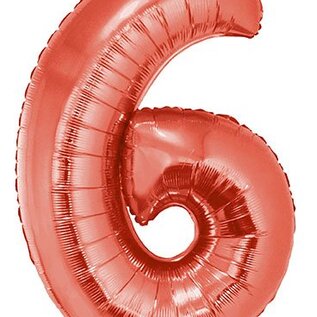Grote folie cijferballon  6 Rood