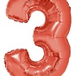 Grote folie cijferballon  3 Rood