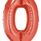 Grote folie cijferballon  0 Rood