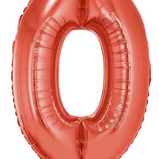 Grote folie cijferballon  0 Rood
