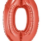 Grote folie cijferballon  0 Rood