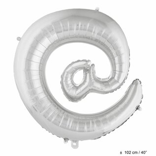 Grote folie ballon @-teken Zilver