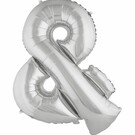 Grote folie ballon &-teken Zilver
