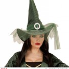 Halloween Groene heksenhoeden met tule sluier