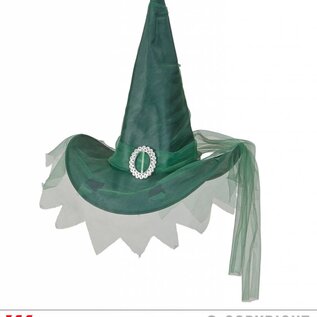 Halloween Groene heksenhoeden met sluier voor heksenjurkjes