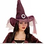 Halloween Paarse heksenhoeden met tule sluier