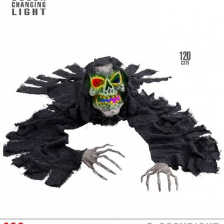 Halloween Op de grond liggend skelet met 6 kleuren licht