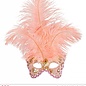 Nieuw2015-2016 Abrikoos kleurige oogmaskers met veertjes en steentjes