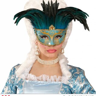 Nieuw2015-2016 Blauwe oogmaskers met veertjes en steentjes