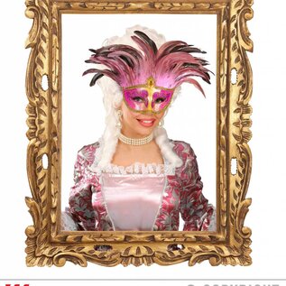 Nieuw2015-2016 Roze oogmaskers met veertjes en steentjes