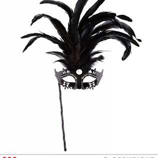 Nieuw2015-2016 Zwarte oogmasker met veren op stokje