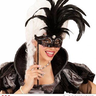 Nieuw2015-2016 Zwarte oogmasker met veren op stokje