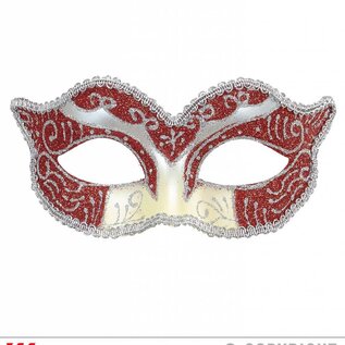 Nieuw2015-2016 Oogmaskers Venetiaans met rood en zilveren glitters