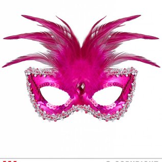 Nieuw2015-2016 Roze baronessen oogmasker met roze veertjes