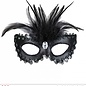 Nieuw2015-2016 Zwart baronessen oogmasker met veertjes en steentjes