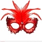 Nieuw2015-2016 Rode baronessen oogmaskers met veertjes en steentjes