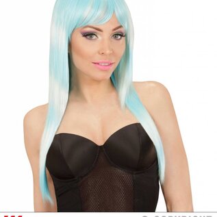 Nieuw2015-2016 Blauw met turquoise gemêleerde party pruik