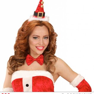 Nieuw2015-2016 Pailletten Kerstmanmuts met strikje voor nieuwjaar