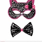 Nieuw2015-2016 Katten maskertje met strikje in zwart met roze
