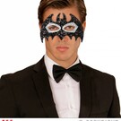 Halloween Vleermuis maskertje met strikje in zwart met zilver