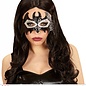 Halloween Vleermuis maskertje met strikje in zwart met zilver voor party's