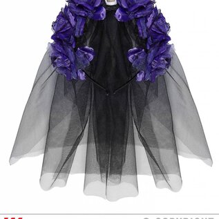 Nieuw2015-2016 Sluier met paarse rozen en een schedeltje voor Halloween