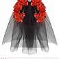 Nieuw2015-2016 Sluier met rode rozen en een schedeltje voor Halloween