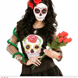 Halloween Halloween haarbandje met zwarte rode rozen voor enge bruiden