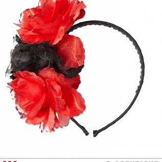 Halloween Halloween haarbandje met zwarte rode rozen voor enge bruiden