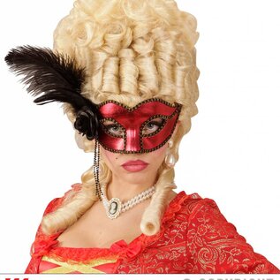 Nieuw2015-2016 Rood Metallic Venetiaans oogmasker met roos en steentje en veertjes