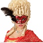Nieuw2015-2016 Rood Metallic Venetiaans oogmasker met roos en steentje en veertjes