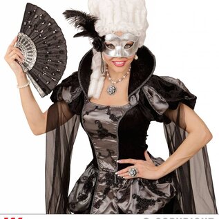 Nieuw2015-2016 Zilveren Venetiaans oogmasker met roos en steentje en veertjes