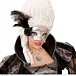 Nieuw2015-2016 Zilveren Venetiaans oogmasker met roos en steentje en veertjes