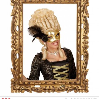 Nieuw2015-2016 Gouden Venetiaans oogmasker met roos en steentje en veertjes