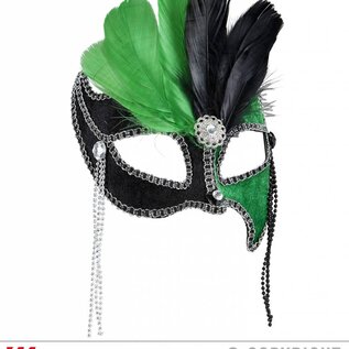 Nieuw2015-2016 Groen zwart Ball masker met steentje en veertjes