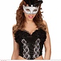 Nieuw2015-2016 Zilveren oogmasker met steentjes en zwarte veren