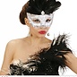 Nieuw2015-2016 Zilveren oogmasker met steentjes en zwarte veren