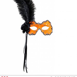 Nieuw2015-2016 Neon oranje holografische Braziliaanse maskers met veren voor carnaval