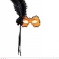 Nieuw2015-2016 Neon oranje holografische Braziliaanse maskers met veren voor carnaval