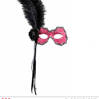 Nieuw2015-2016 Neon roze holografische Braziliaanse maskers met veren voor carnaval
