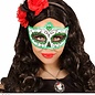 Nieuw2015-2016 Mexicaanse oogmaskers groen met zwart en glitters voor carnaval