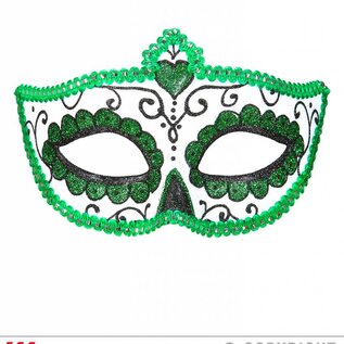 Nieuw2015-2016 Mexicaanse oogmaskers groen met zwart en glitters voor carnaval