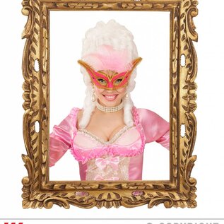 Nieuw2015-2016 Roze oogmaskers met veertjes voor carnaval