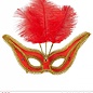 Nieuw2015-2016 Rode oogmaskers met veertjes voor carnaval