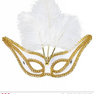 Nieuw2015-2016 Witte oogmaskers met veertjes voor carnaval