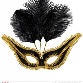 Nieuw2015-2016 Zwarte oogmaskers met veertjes voor carnaval