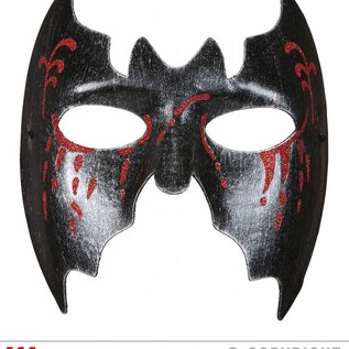 Nieuw2015-2016 Zwart metallic vleermuis masker met bloedende ogen voor vampierpakken